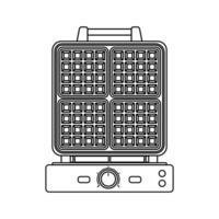 Waffle iron outline icon in flat style isolated on white background. Household appliance. Waffle maker in line art style. Kitchen item. Vector illustration.