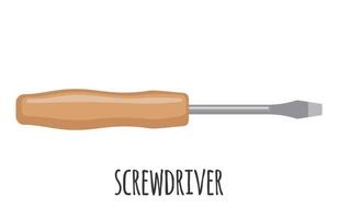 Screwdriver icon in flat style isolated on white background. Building and construction equipment. Vector illustration.