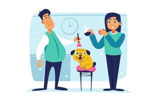 Pet Groomer Character With Cute Dog vector