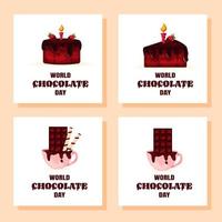 conjunto de tarjetas de felicitación para el día mundial del chocolate vector