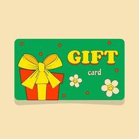 Gift Card in Retro Groove Style Bright Summer Design vector