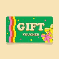 Gift Voucher in Retro Groove Style Bright Summer Design vector