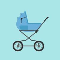Pram for newborn kids and toddlers. Transportation of baby in pram. Baby carriage icon flat style illustration. vector