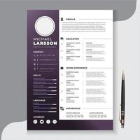 plantilla de diseño de currículum creativo, cv limpio de diseño comercial para solicitudes de empleo vector