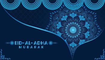 Eid al adha Mubarak greeting card with gold ornament vector illustration