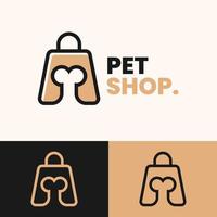 simple minimalist bone shopping bag logo design vector