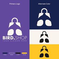 simple minimalist bird shopping bag logo design vector