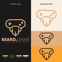 simple minimalist viking beard joystick gamepad gaming logo design vector