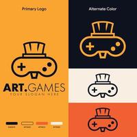 simple minimalist joystick gamepad with brush gaming logo design vector