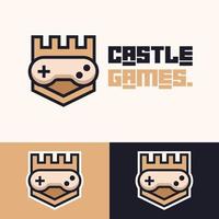 simple minimalist castle gamepad joystick logo design vector