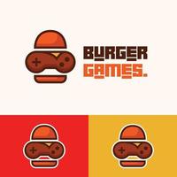 simple minimalist burger with gamepad joystick logo design vector