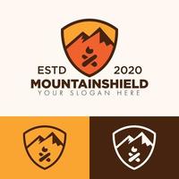 diseño de logotipo de escudo de aventura de montaña minimalista simple vector