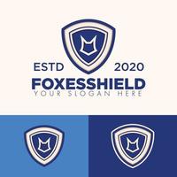 simple minimalist fox head shield logo design vector