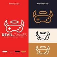 simple minimalist devil joystick gamepad gaming logo design vector