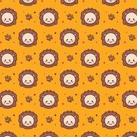 seamless animal lion cute pattern vector