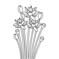 water lily blooming isolated line art coloring page for kids educational element vector