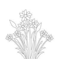 sketch of line art vector drawing flower for cute coloring page