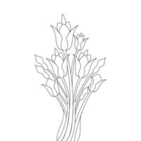 flower illustration of graphic line art vector element for kid coloring page of book