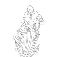 natural coloring page flower illustration with line drawing artwork vector