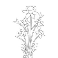 leaves and flower coloring page collection of set bouquet for printing vector