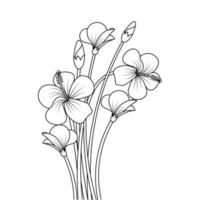 bloom flower and bud coloring page of relaxation and antistress for print template vector