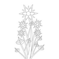 wildflower vector illustration of coloring page line art drawing element of black and white