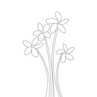 linear art print element of blooming contour coloring flower to hand drawing concept vector