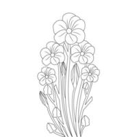 creative sketch drawing element of black and white ink contour flower coloring page vector