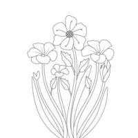 botanical illustration flower of coloring page with floral drawing vector element