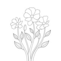 natural flower coloring book page with botanical line art drawing vector