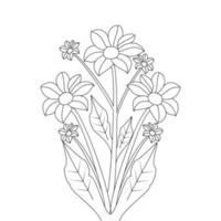 vector art of conceptual line drawing beautiful pencil sketch of flower coloring page