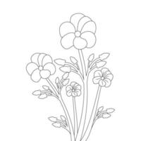 blossom flower coloring page artwork with line drawing for kids educational clipart vector