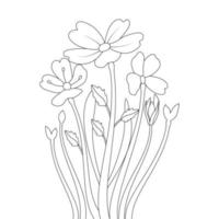 stencil flower doodle coloring page of print template in silhouette graphic line art vector