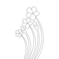 natural flower illustration of silhouette doodle coloring page design vector