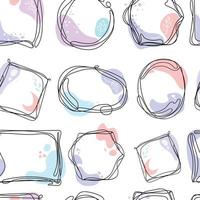 Abstract seamless background with doodle shaped frames and pastel organic shapes and blots on white background vector graphic.Hand drawn doodle background for textile,wallpaper,card,and other design