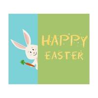 Bunny hiding. Smile Rabbit Peeks out with Carrot. Banner vector