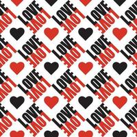 Vector seamless love word saying text pattern with heart. Checkered tile background. Good for wallpaper, poster, web page design, surface design, wrapping paper. Doodle pop art letters.