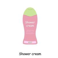 Hair care products pink shower gel and shampoo. vector