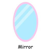 Bathroom elements illustration pink oval wall mirror. Bathroom illustration vector