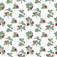 Bright summer pattern with strawberry bushes and abstract round spots vector