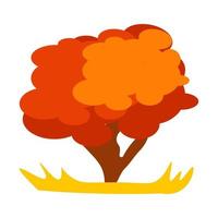 Abstract vector illustration of autumn tree in eps 10. Orange tree in the meadow,