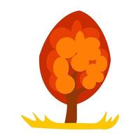 Abstract vector illustration of autumn tree in eps 10. Orange tree in the meadow,