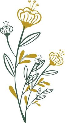 Flowers with leaves line style.