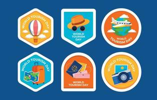 Cute World Tourism Day Sticker Collection vector