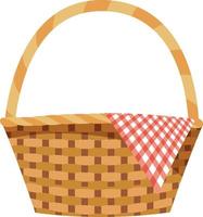 Wicker basket with a towel. vector