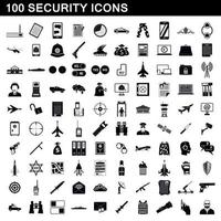 100 security icons set, simple style vector