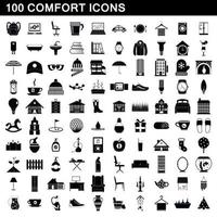 100 comfort icons set, simple style vector