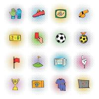 Soccer Icons set, comics style vector