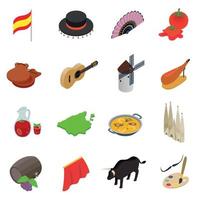 Spain isometric 3d icons vector