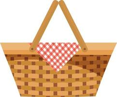 Wicker basket with a towel. vector